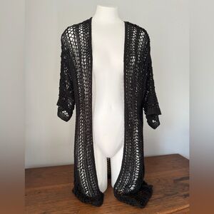 H&M Black Crochet Duster Coverup